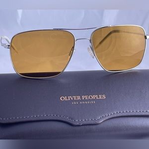 Oliver Peoples Clifton Victory Style Silver 58mm Amber Brown Polarized